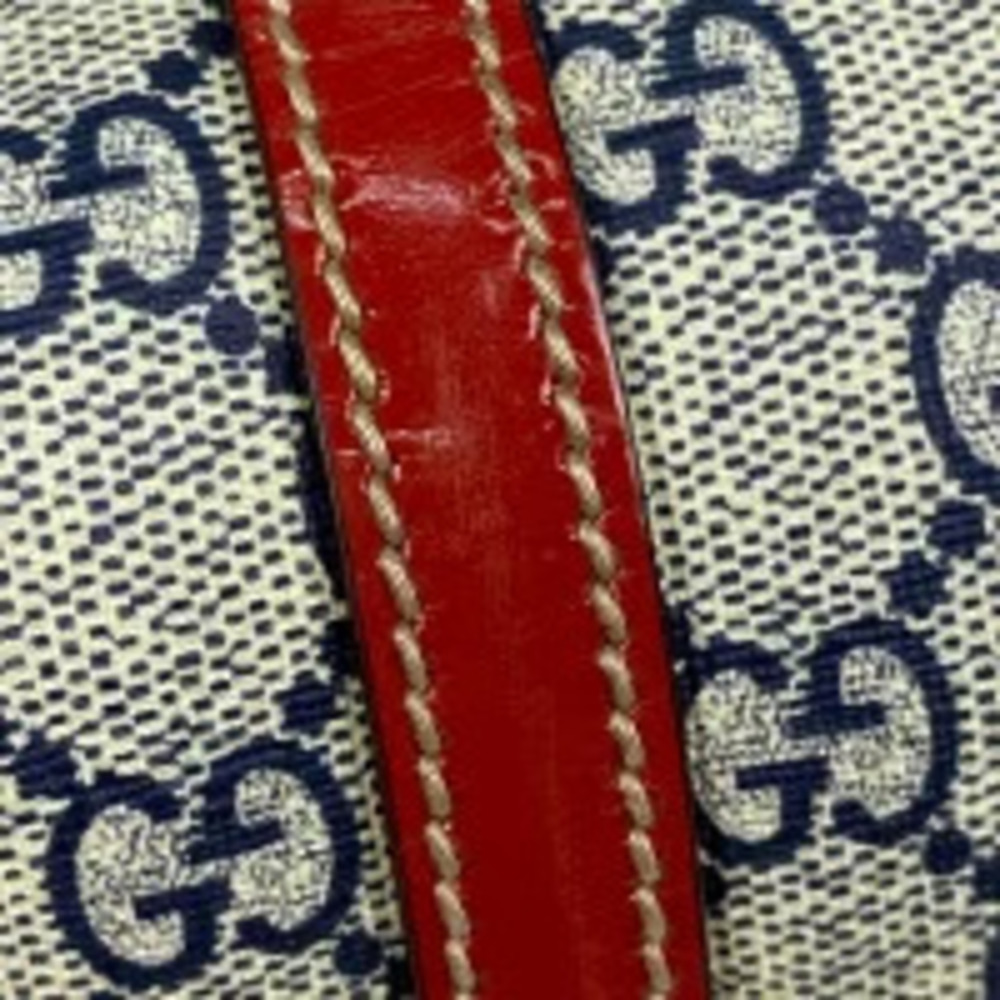 Gucci enamel tote bag canvas red Navy shoulder GG tattoo heart Blue Red Blue